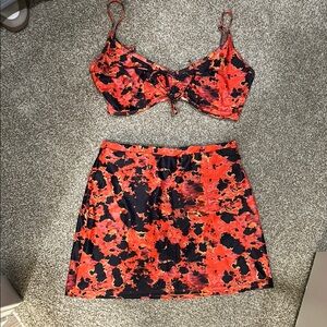Swim skirt and top with built in bathing suit bottom, stretchy/flattering!